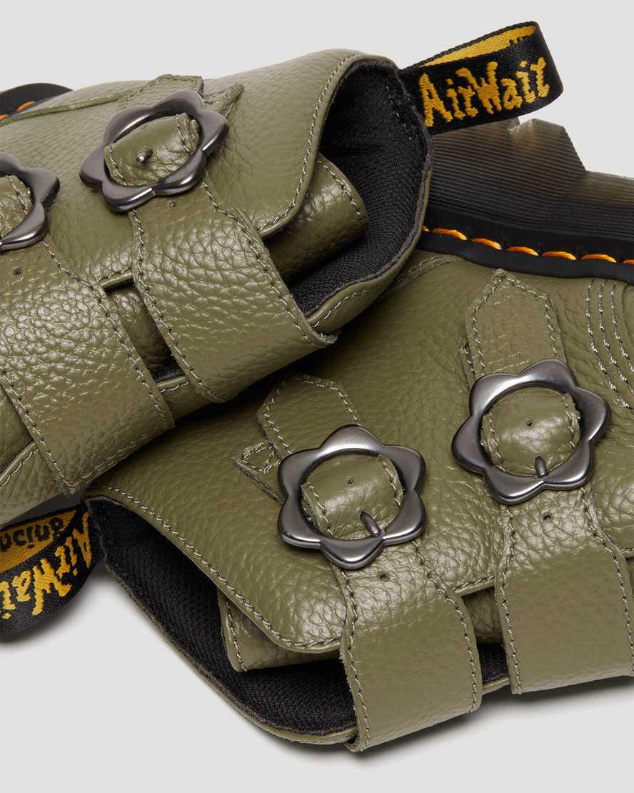 Dr Martens Devon Flower Buckle Leather Naisten Platform Saappaat Khaki Vihreä  Suomi |  1436PZYTV