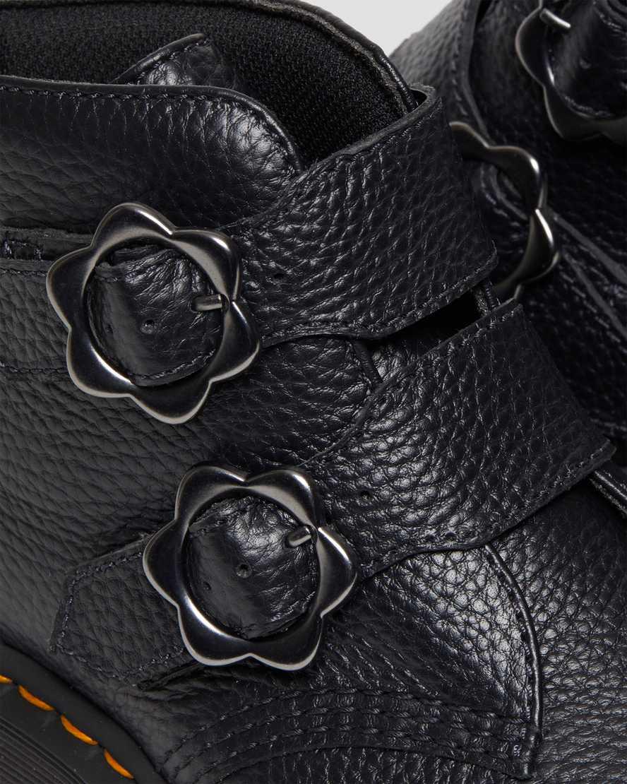 Dr Martens Devon Flower Buckle Leather Naisten Platform Saappaat Mustat  Suomi |  4673YEBUD