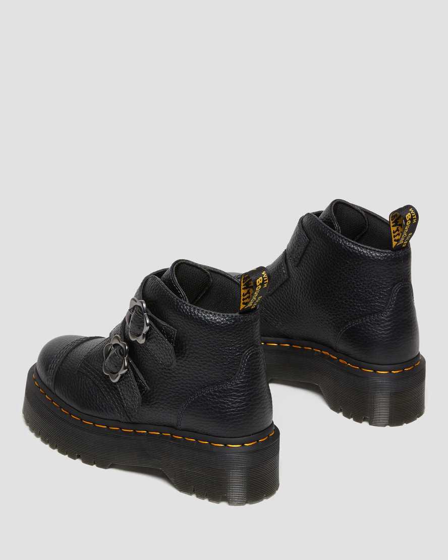 Dr Martens Devon Flower Buckle Leather Naisten Platform Saappaat Mustat  Suomi |  4673YEBUD