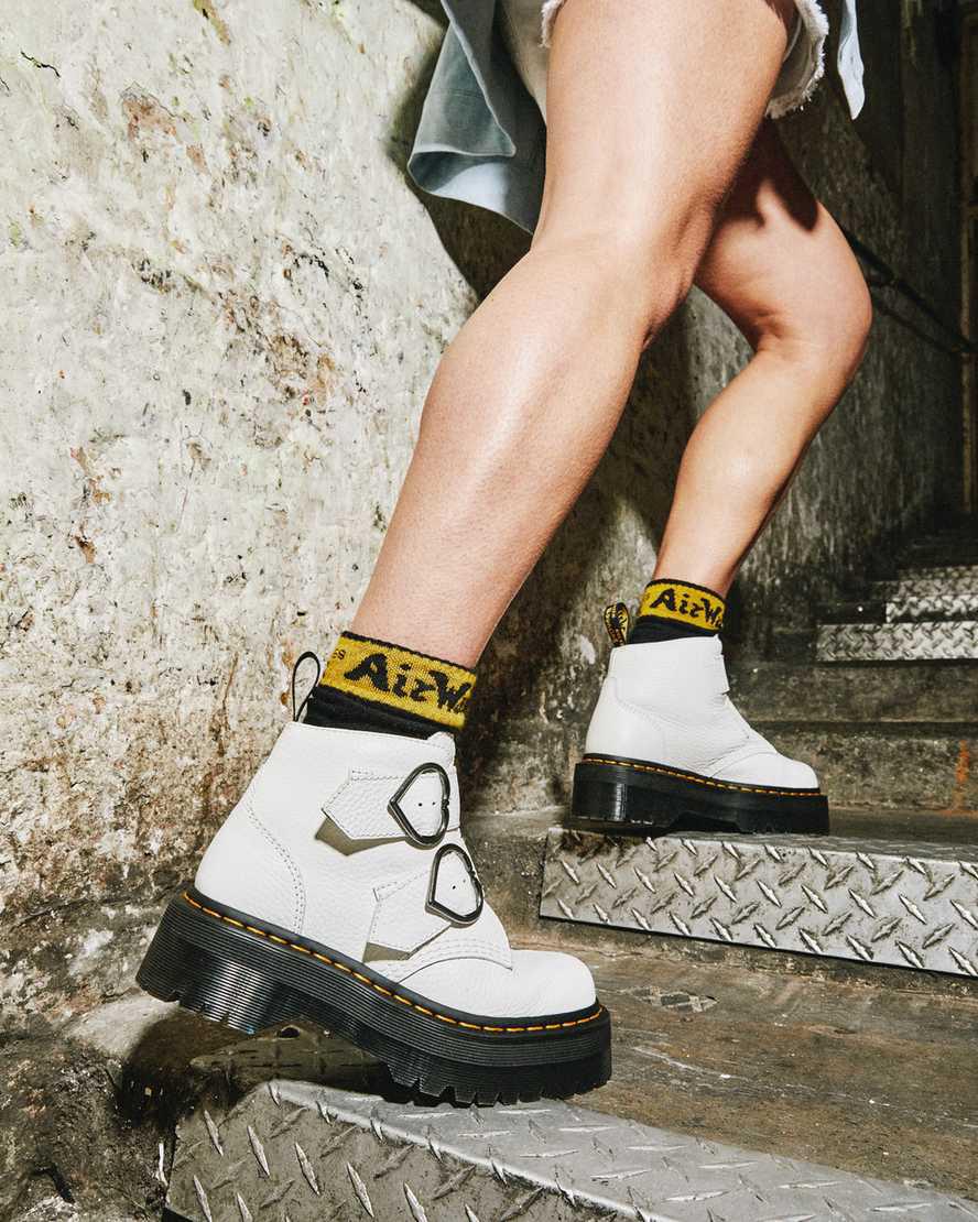 Dr Martens Devon Heart Leather Platform Naisten Nilkkurit Valkoinen  Suomi |  0124RCFJT