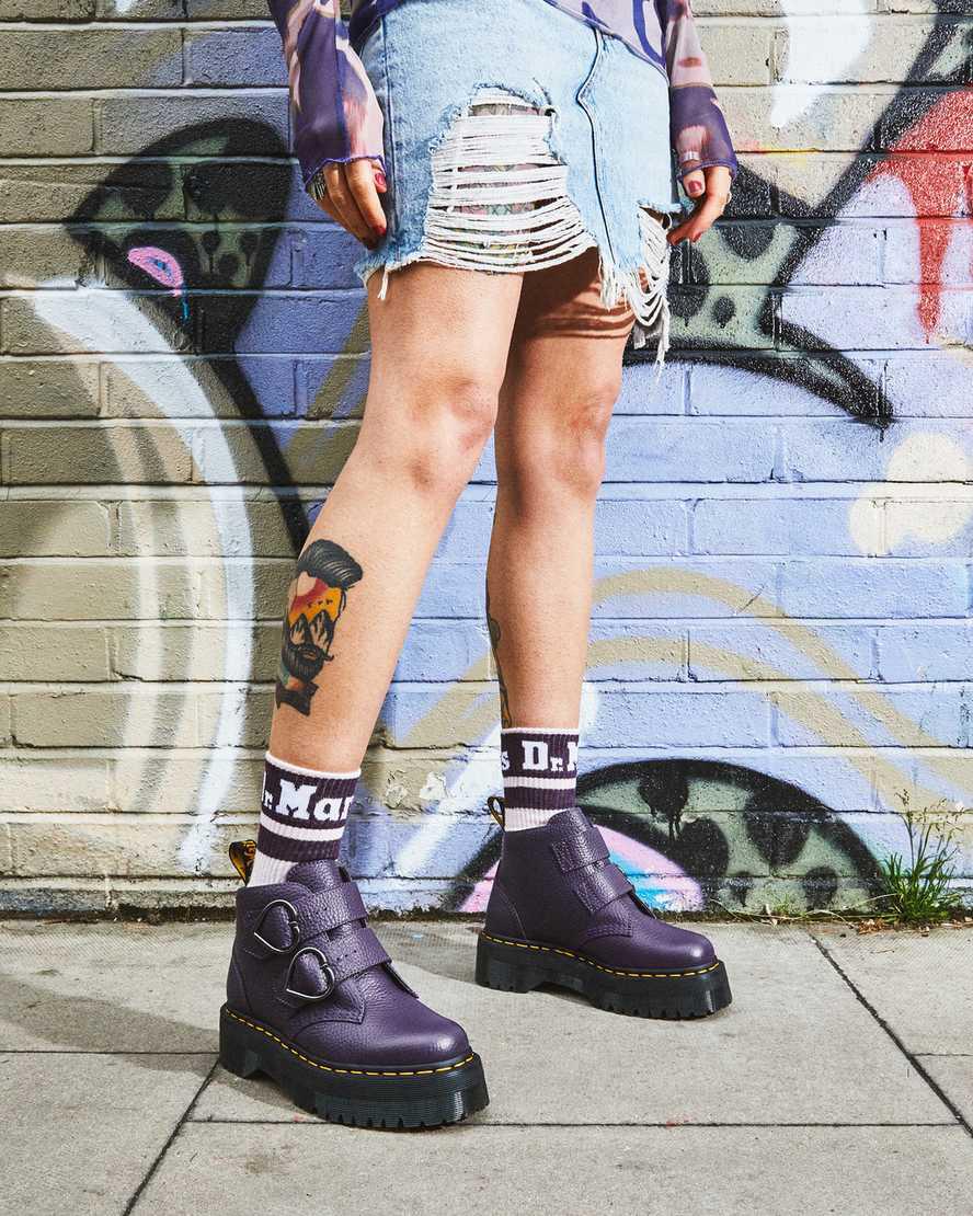 Dr Martens Devon Heart Leather Platform Naisten Nilkkurit Blackcurrant  Suomi |  6021UHKBE