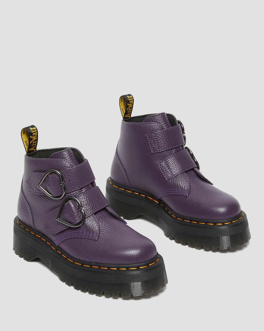 Dr Martens Devon Heart Leather Platform Naisten Nilkkurit Blackcurrant  Suomi |  6021UHKBE