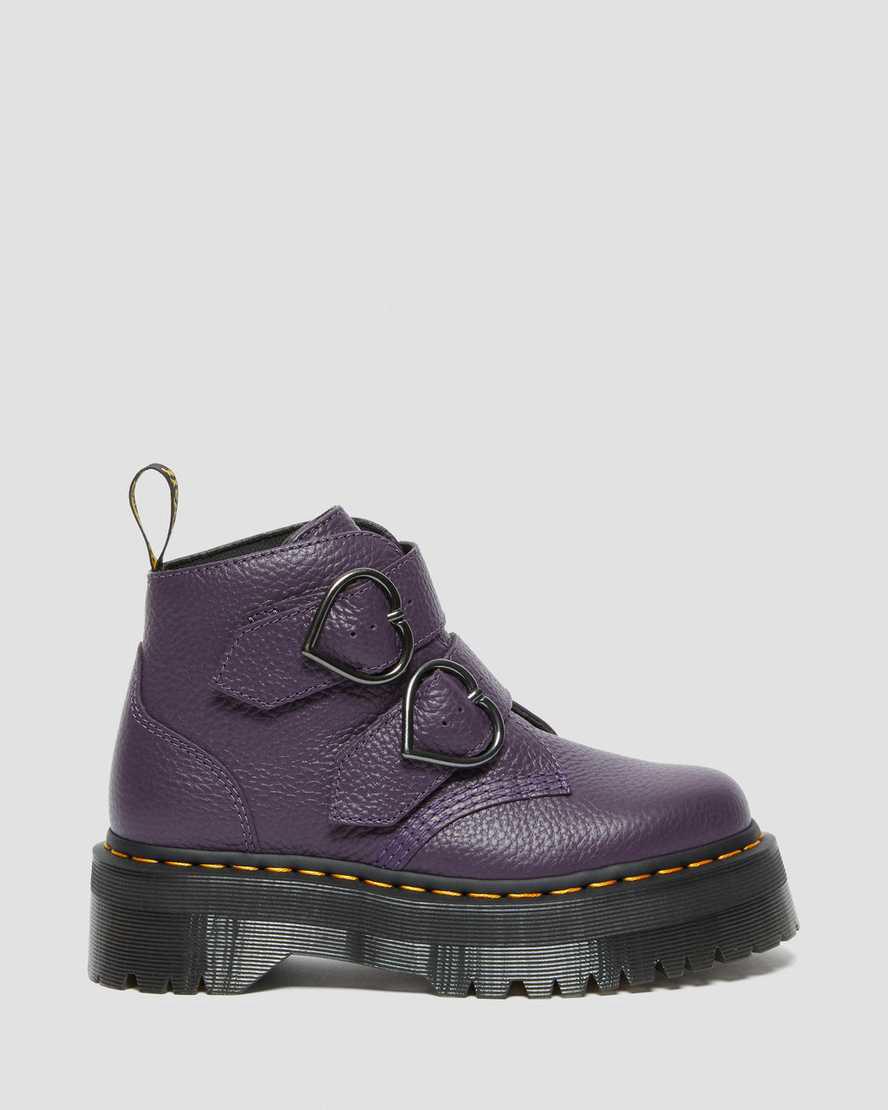 Dr Martens Devon Heart Leather Platform Naisten Nilkkurit Blackcurrant  Suomi |  6021UHKBE
