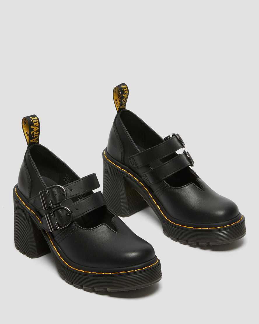 Dr Martens Eviee Sendal Leather Naisten Korkokengät Saappaat Mustat  Suomi |  6425FMGEI