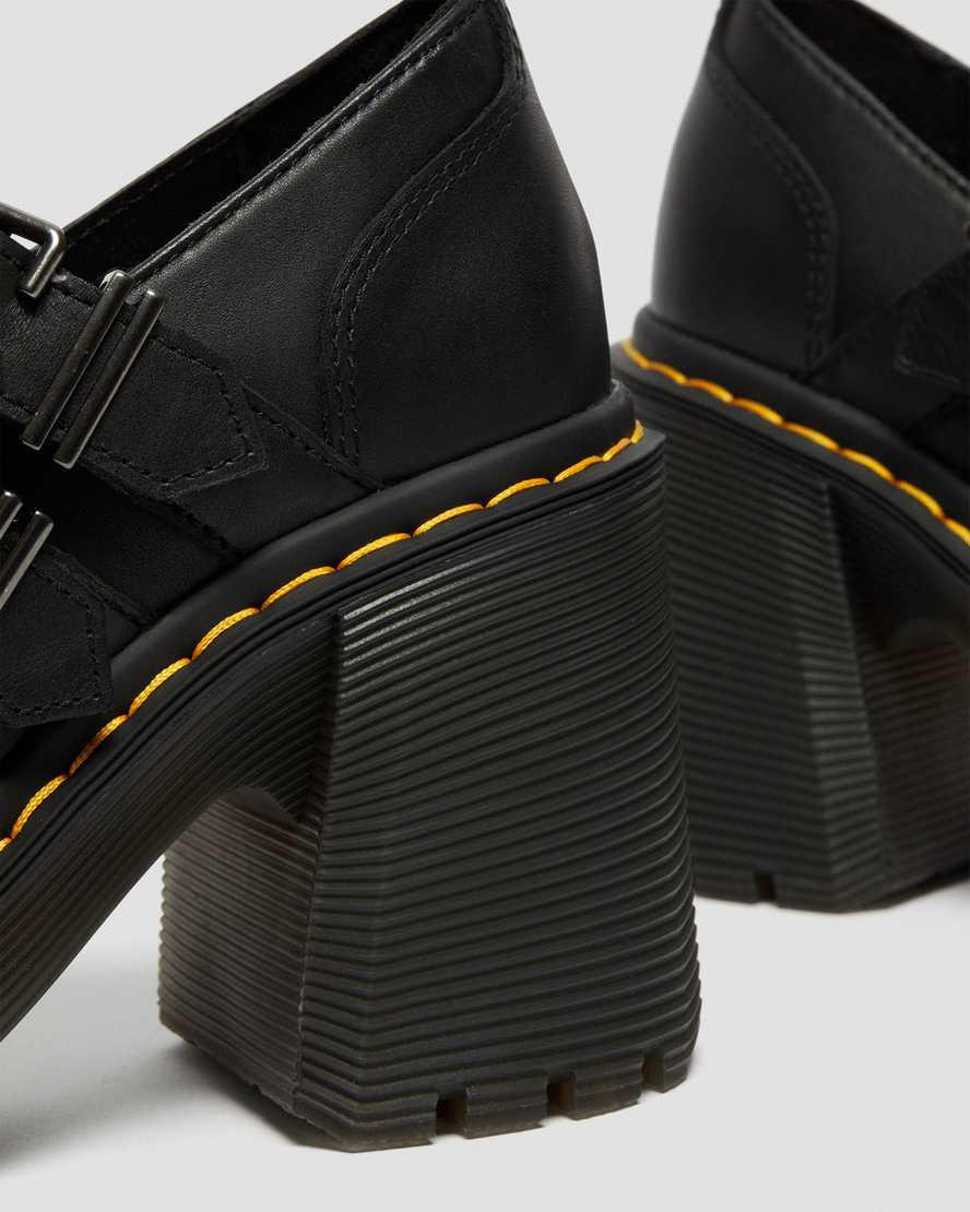 Dr Martens Eviee Sendal Leather Naisten Korkokengät Saappaat Mustat  Suomi |  6425FMGEI