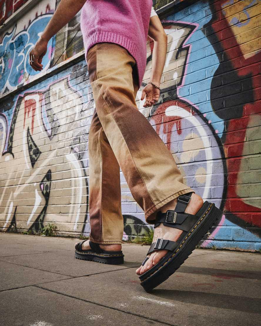 Dr Martens Fynn Leather Strap Miesten Sandaalit Mustat  Suomi |  6429BIDRY