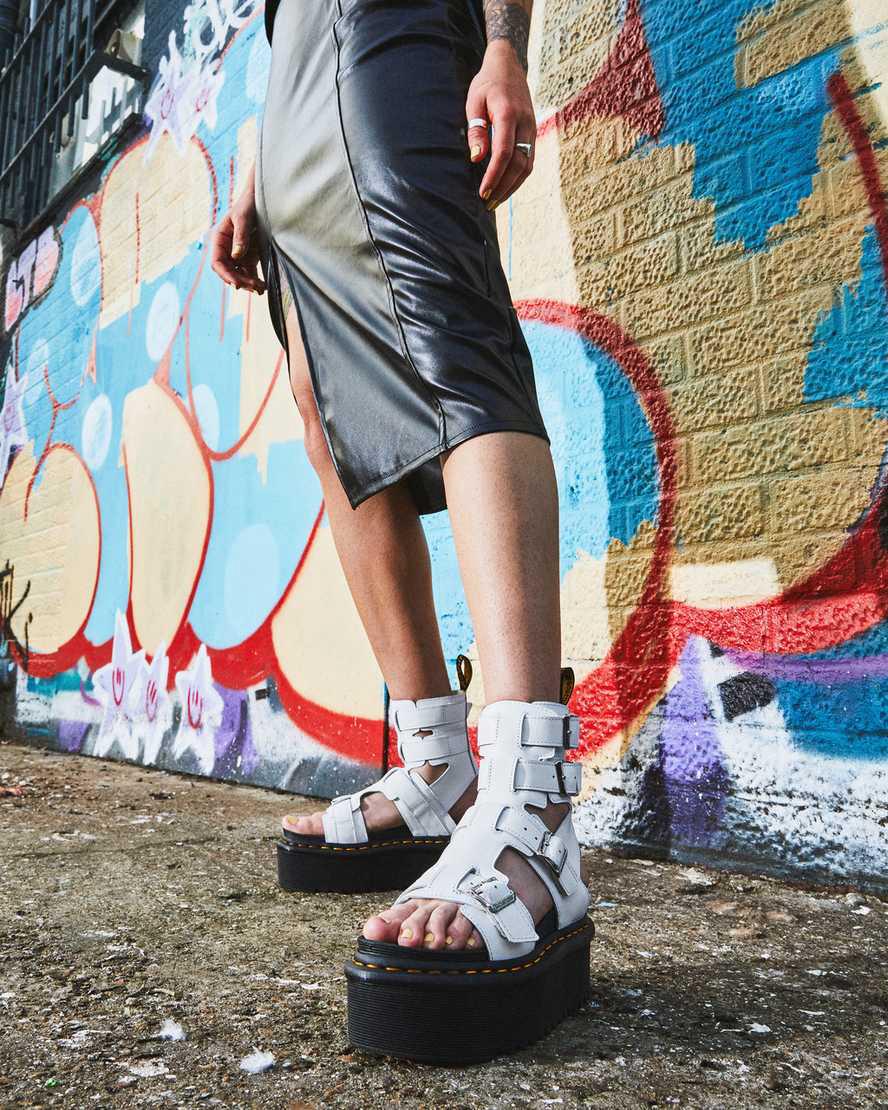 Dr Martens Giavanna Leather Gladiator Naisten Platform Sandaalit Valkoinen  Suomi |  6970WOFIB