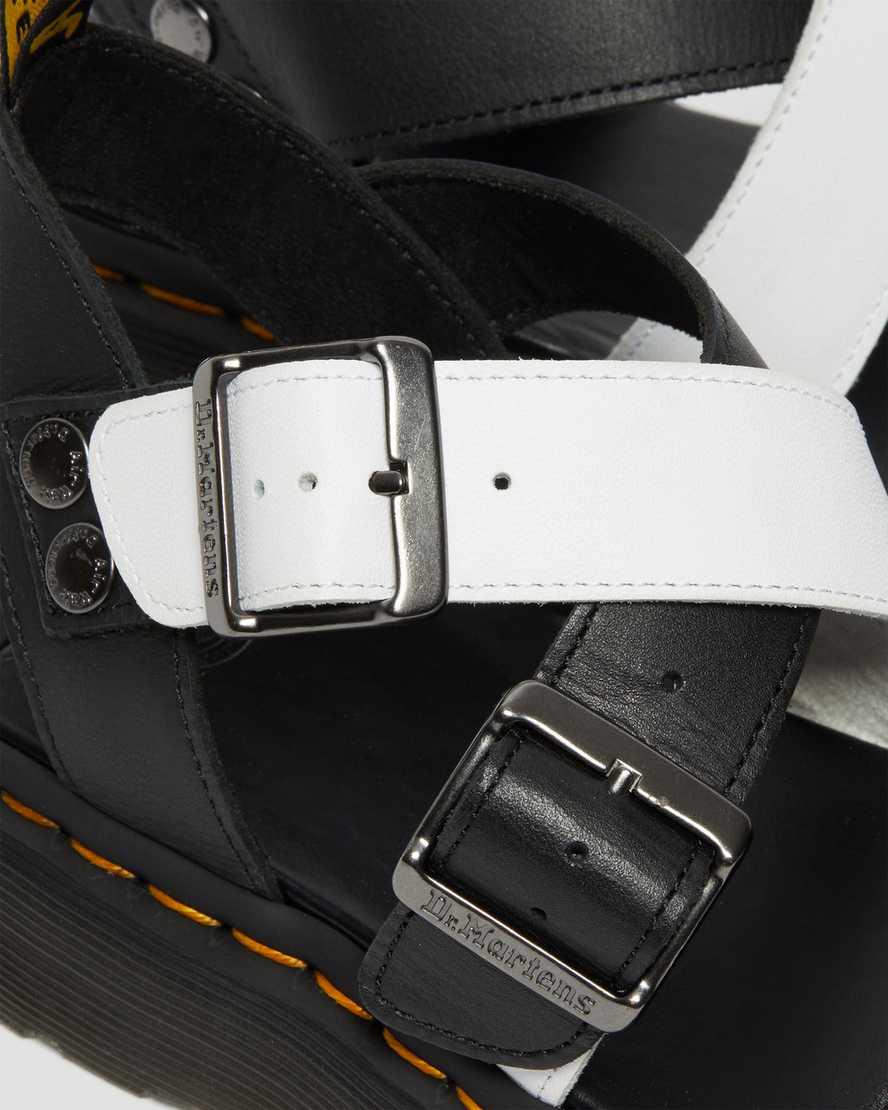 Dr Martens Gryphon Contrast Leather Strap Miesten Sandaalit Mustat Valkoinen  Suomi |  0145QKNLI