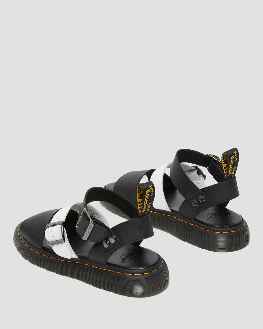 Dr Martens Gryphon Contrast Leather Strap Miesten Sandaalit Mustat Valkoinen  Suomi |  0145QKNLI
