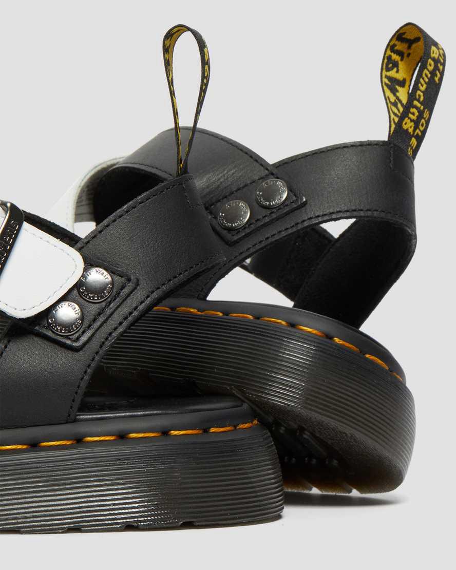 Dr Martens Gryphon Contrast Leather Strap Miesten Sandaalit Mustat Valkoinen  Suomi |  0145QKNLI