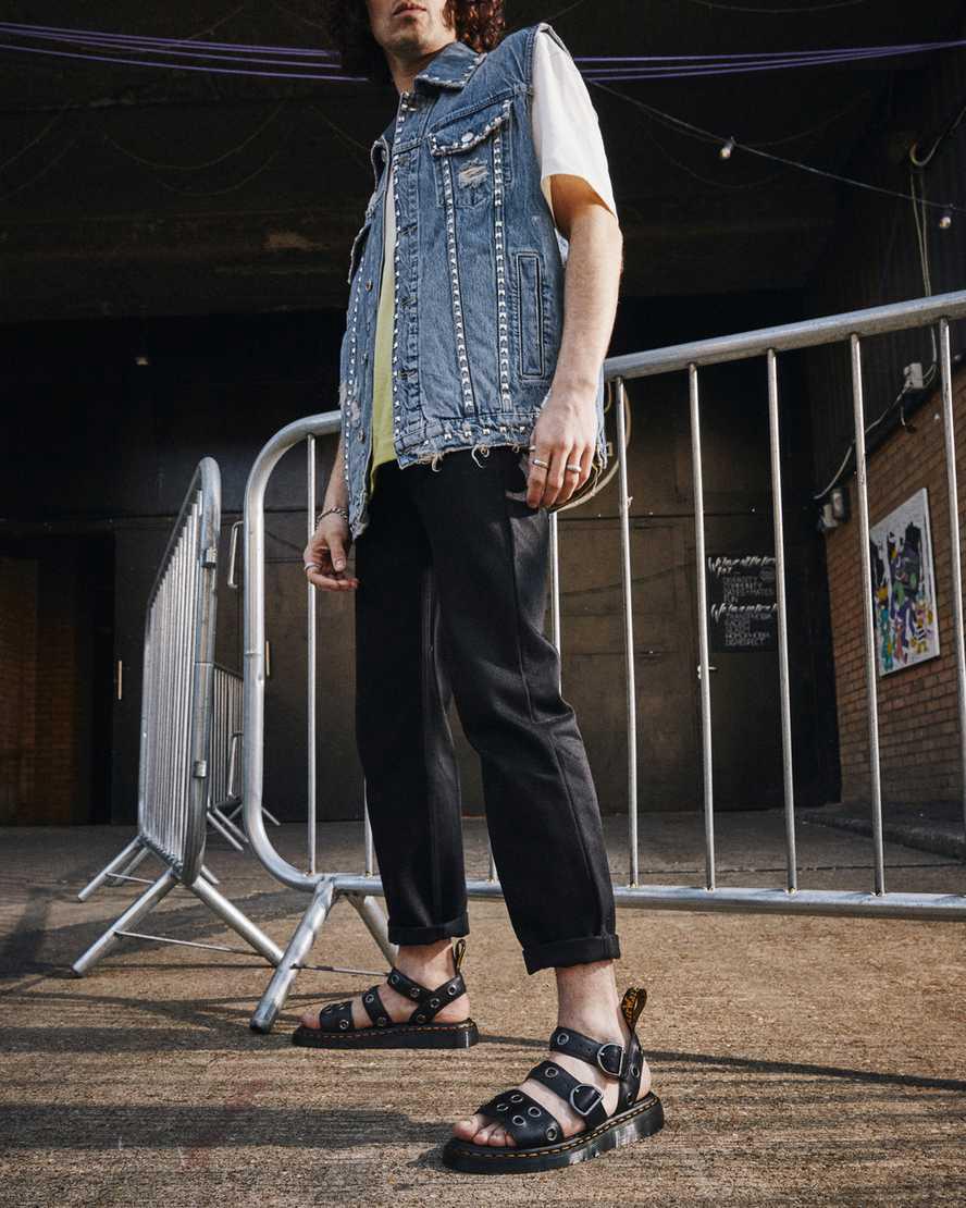 Dr Martens Gryphon Hardware Brando Leather Naisten Gladiaattori Sandaalit Mustat  Suomi |  9256UOSXR