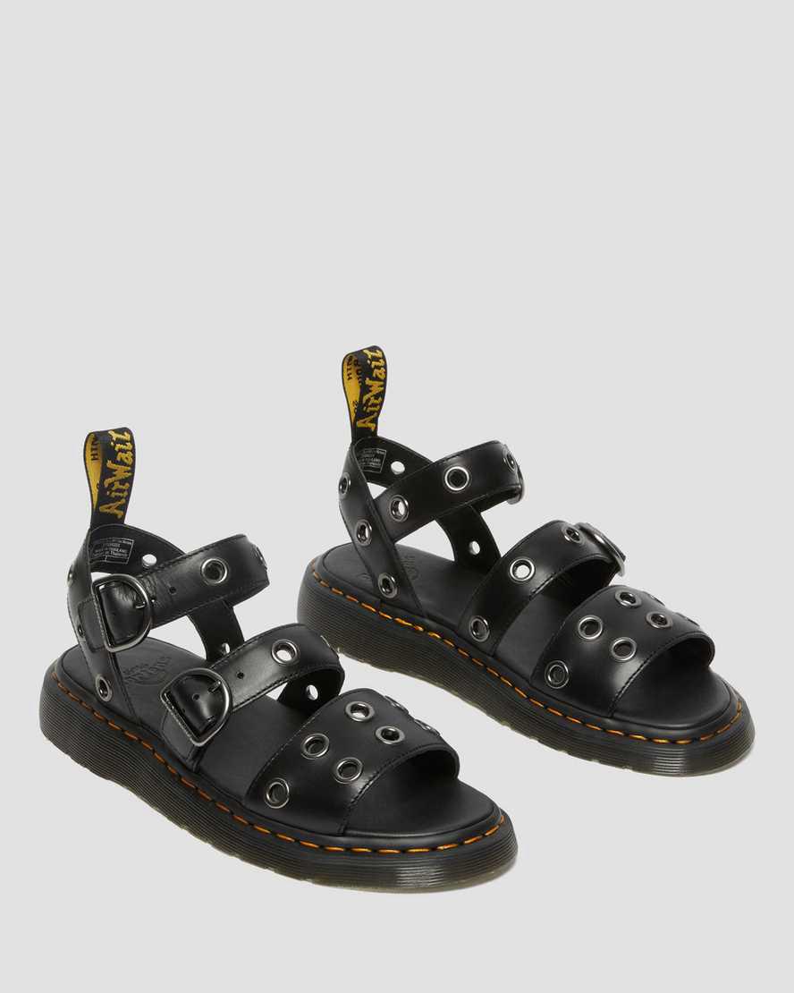 Dr Martens Gryphon Hardware Brando Leather Naisten Gladiaattori Sandaalit Mustat  Suomi |  9256UOSXR