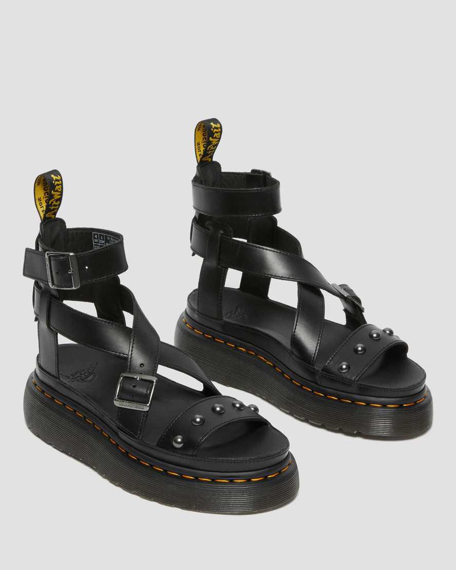 Dr Martens Imojeen Brando Leather Stud Naisten Platform Sandaalit Mustat  Suomi |  3471IYMJC
