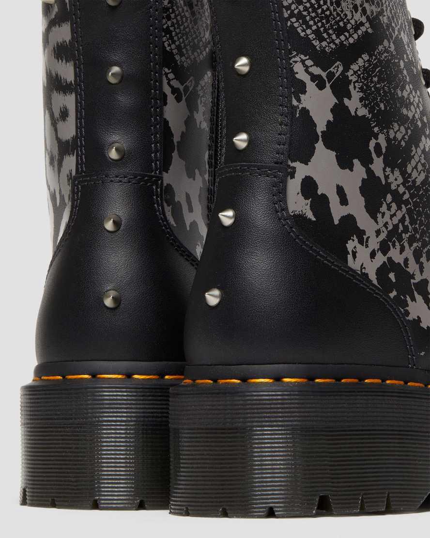 Dr Martens Jadon Boot Animal Clash Leather Platforms Miesten Nilkkurit Black/Grey Backhand  Suomi |  8716THQZG