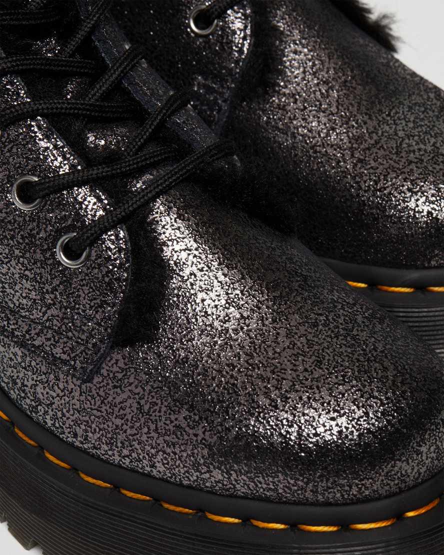 Dr Martens Jadon Boot Faux Fur-Lined Metallic Leather Platforms Naisten Nilkkurit Mustat  Suomi |  1067LDNEQ