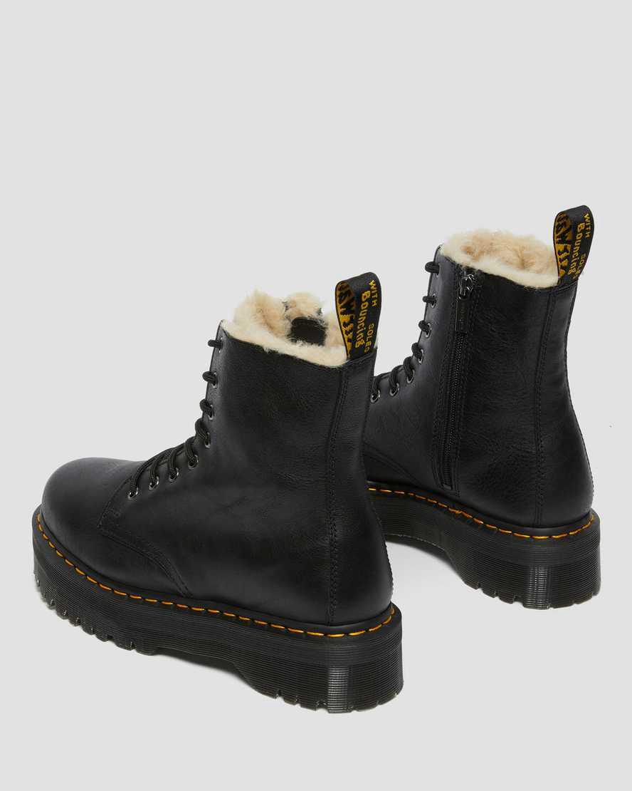 Dr Martens Jadon Boot Leather Faux Fur Lined Platforms Naisten Talvisaappaat Mustat  Suomi |  3908WIYHV