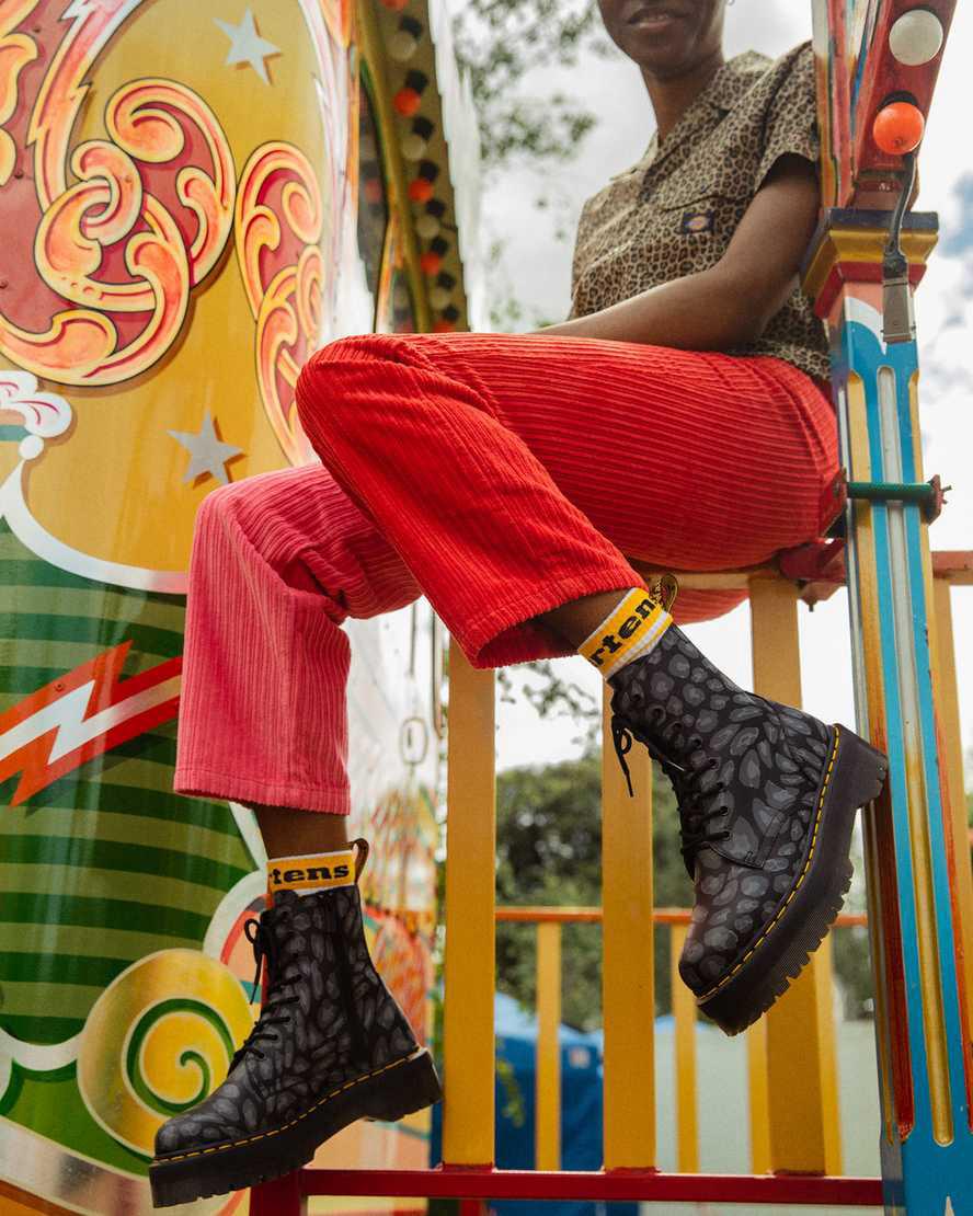 Dr Martens Jadon Boot Leopard Print Platforms Miesten Nilkkurit Mustat  Suomi |  8756WVKDA