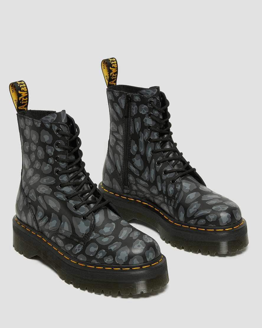 Dr Martens Jadon Boot Leopard Print Platforms Miesten Nilkkurit Mustat  Suomi |  8756WVKDA