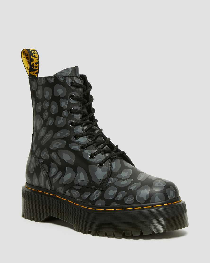 Dr Martens Jadon Boot Leopard Print Platforms Miesten Nilkkurit Mustat  Suomi |  8756WVKDA