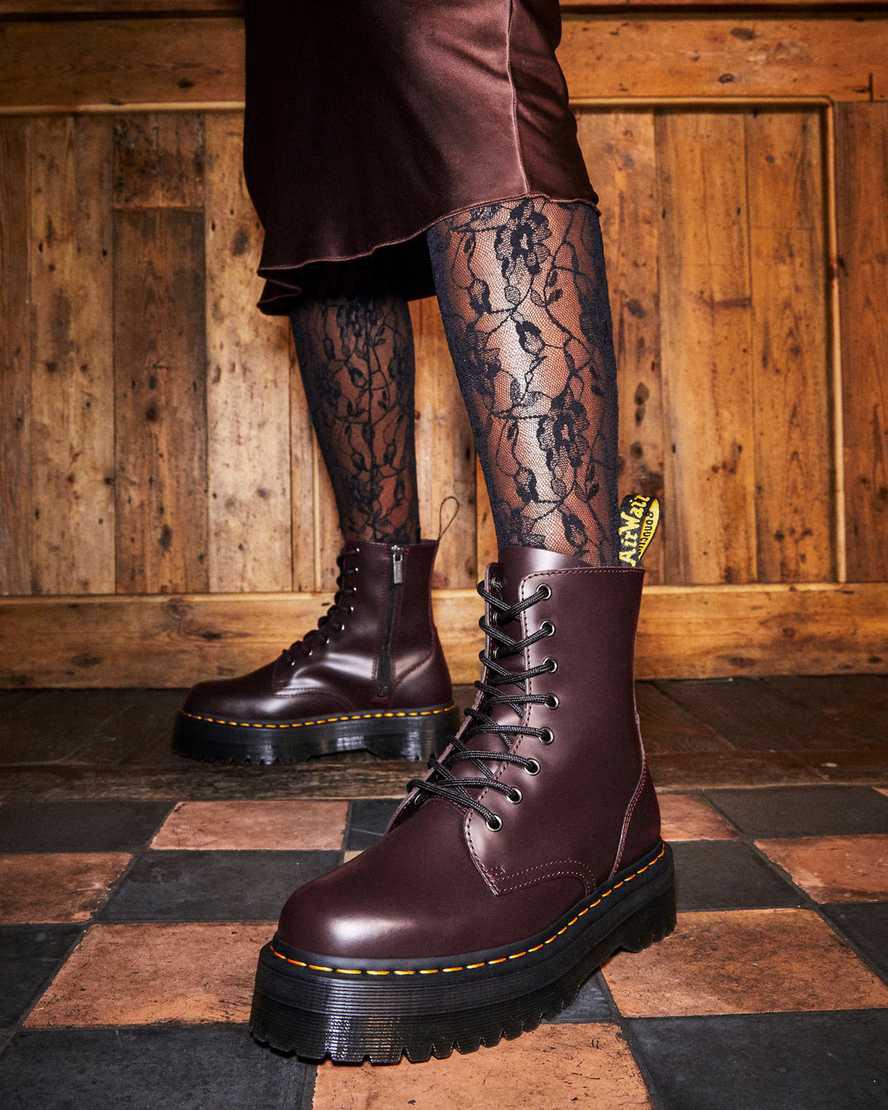 Dr Martens Jadon Boot Smooth Leather Platforms Miesten Nilkkurit Viininpunainen  Suomi |  2539ETDGS