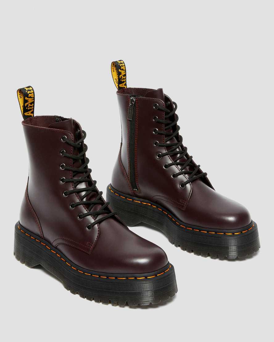 Dr Martens Jadon Boot Smooth Leather Platforms Miesten Nilkkurit Viininpunainen  Suomi |  2539ETDGS