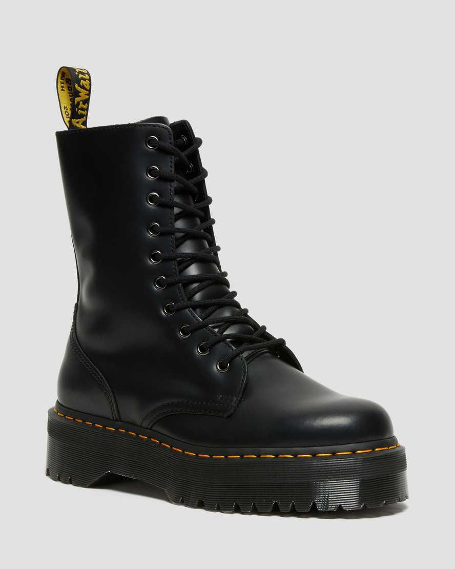 Dr Martens Jadon Hi Boot Smooth Leather Miesten Platform Saappaat Mustat  Suomi |  4279NLZBO