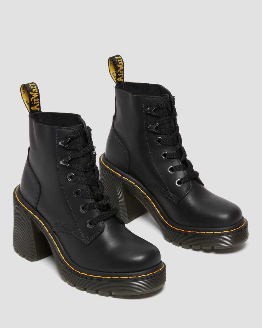 Dr Martens Jesy Sendal Leather Lace Up Flared Heel Naisten Nilkkurit Mustat  Suomi |  0478MZFAN