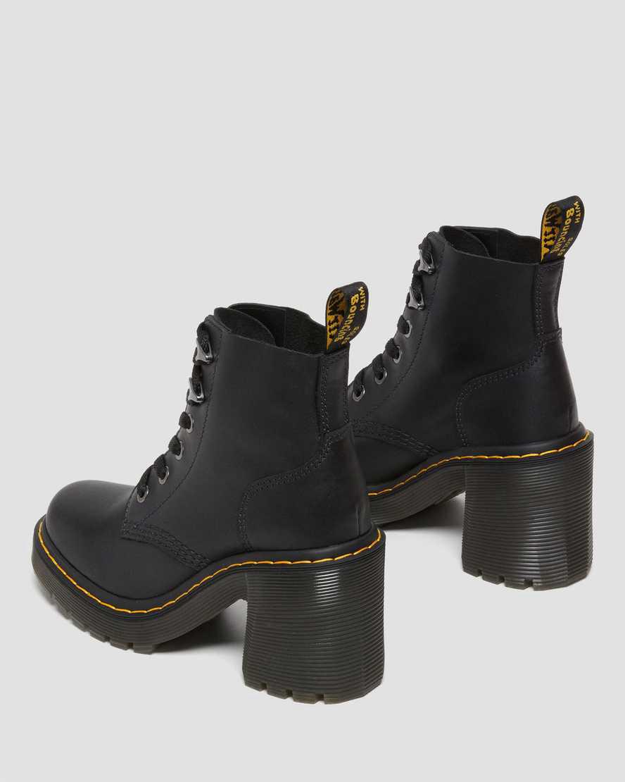 Dr Martens Jesy Sendal Leather Lace Up Flared Heel Naisten Nilkkurit Mustat  Suomi |  0478MZFAN