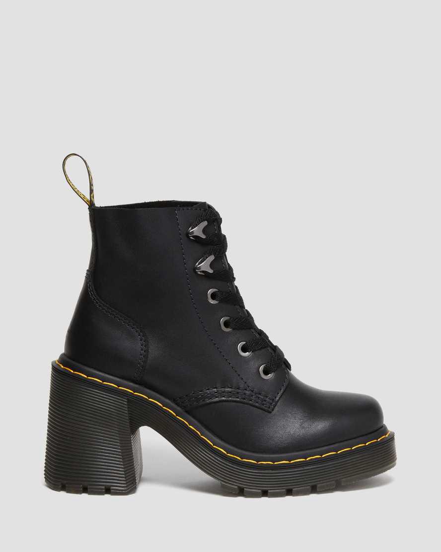 Dr Martens Jesy Sendal Leather Lace Up Flared Heel Naisten Nilkkurit Mustat  Suomi |  0478MZFAN