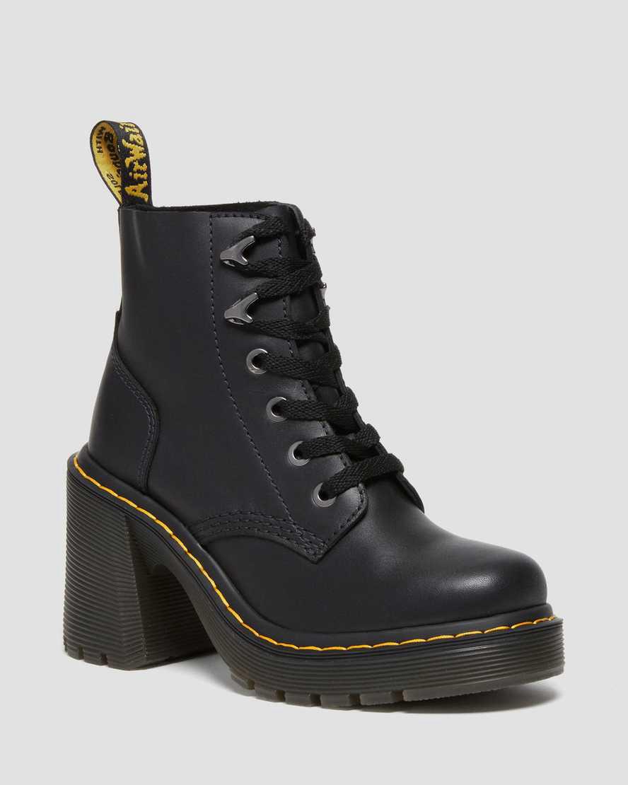Dr Martens Jesy Sendal Leather Lace Up Flared Heel Naisten Nilkkurit Mustat  Suomi |  0478MZFAN
