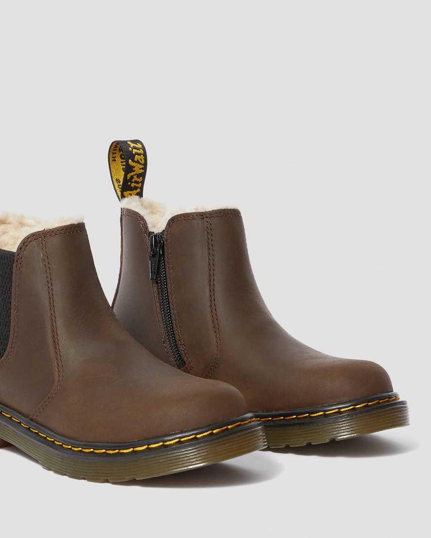 Dr Martens Junior 2976 Faux Fur Lined Lasten Chelsea Saappaat Tummanruskea  Suomi |  2075CWJDH
