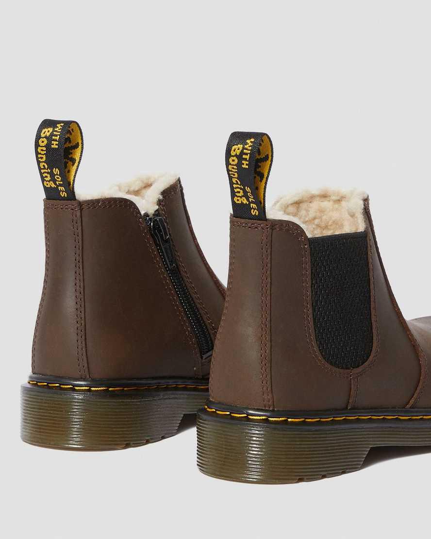 Dr Martens Junior 2976 Faux Fur Lined Lasten Chelsea Saappaat Tummanruskea  Suomi |  2075CWJDH