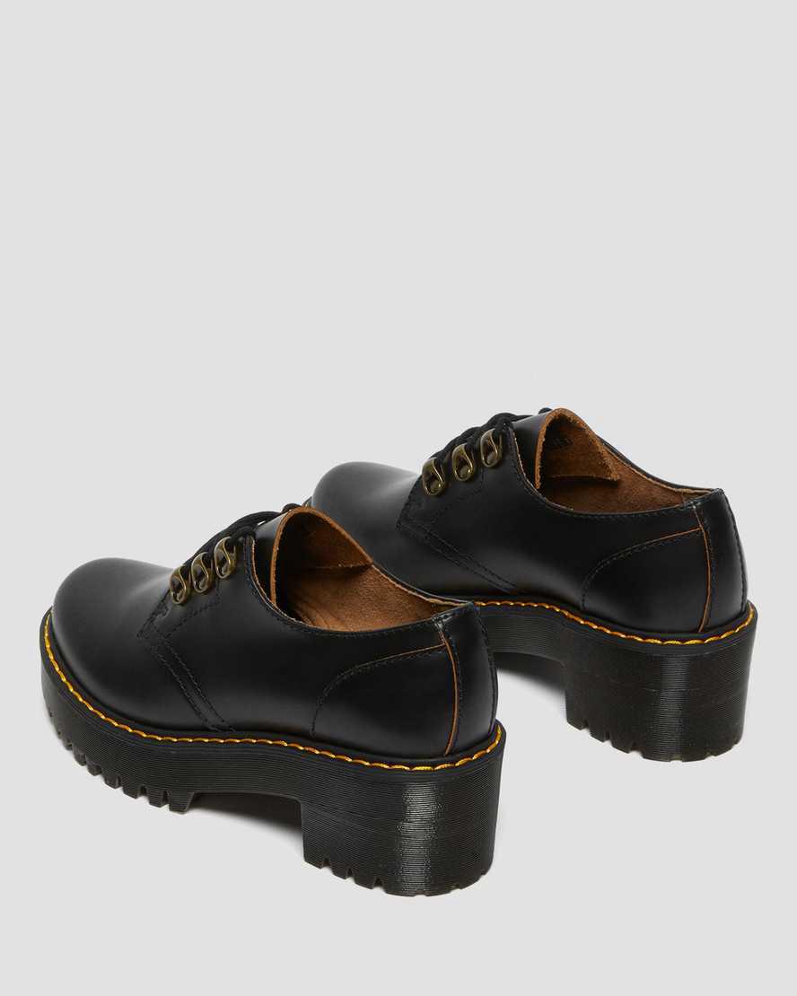 Dr Martens Leona Lo Vintage Smooth Leather Naisten Korkokengät Saappaat Mustat  Suomi |  1974RSZHO