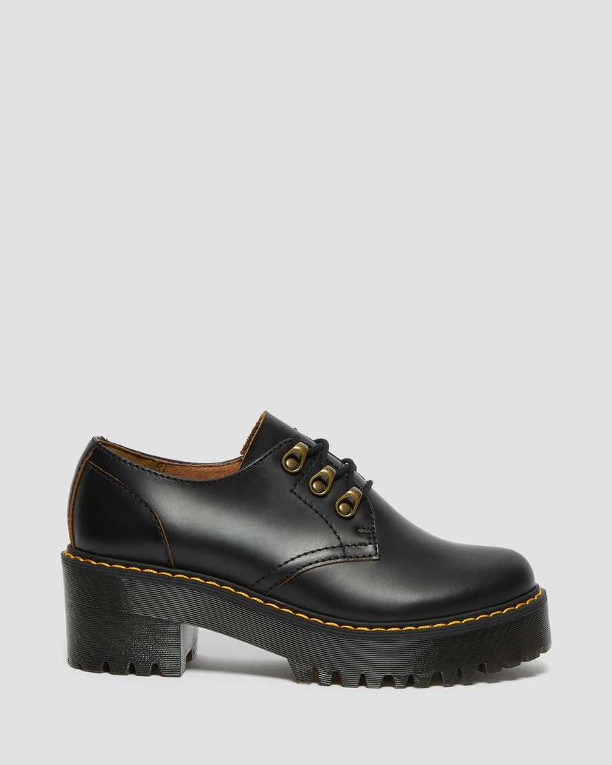 Dr Martens Leona Lo Vintage Smooth Leather Naisten Korkokengät Saappaat Mustat  Suomi |  1974RSZHO