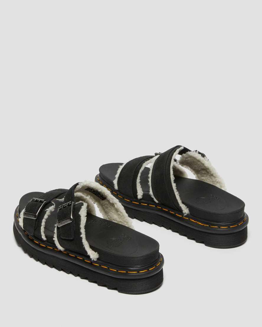 Dr Martens Myles Suede Fur-Lined Buckle Miesten Rantasandaalit Mustat  Suomi |  7869HOCUG