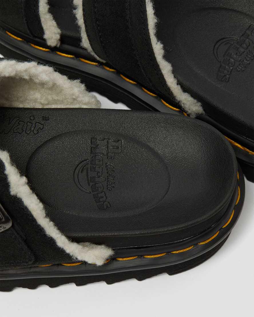 Dr Martens Myles Suede Fur-Lined Buckle Miesten Rantasandaalit Mustat  Suomi |  7869HOCUG