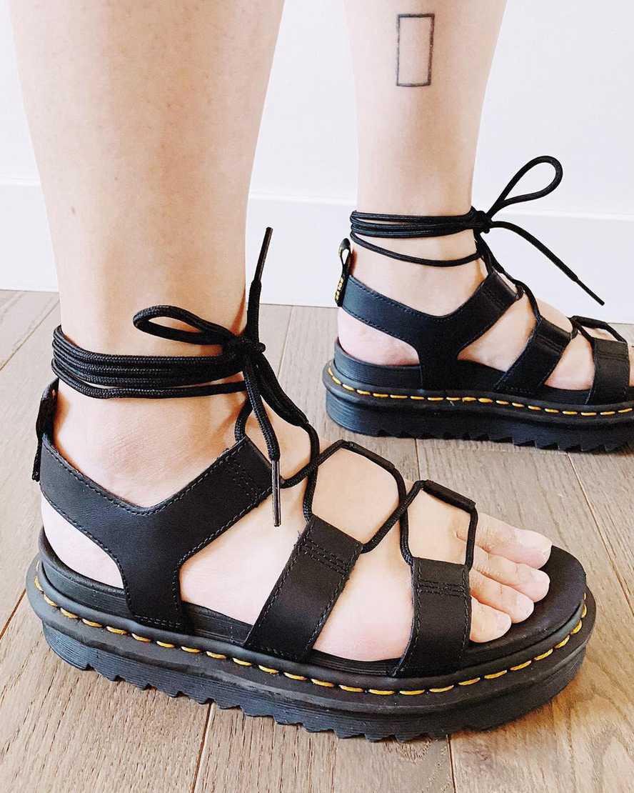 Dr Martens Nartilla Leather Gladiator Naisten Platform Sandaalit Mustat  Suomi |  8579PHEJV