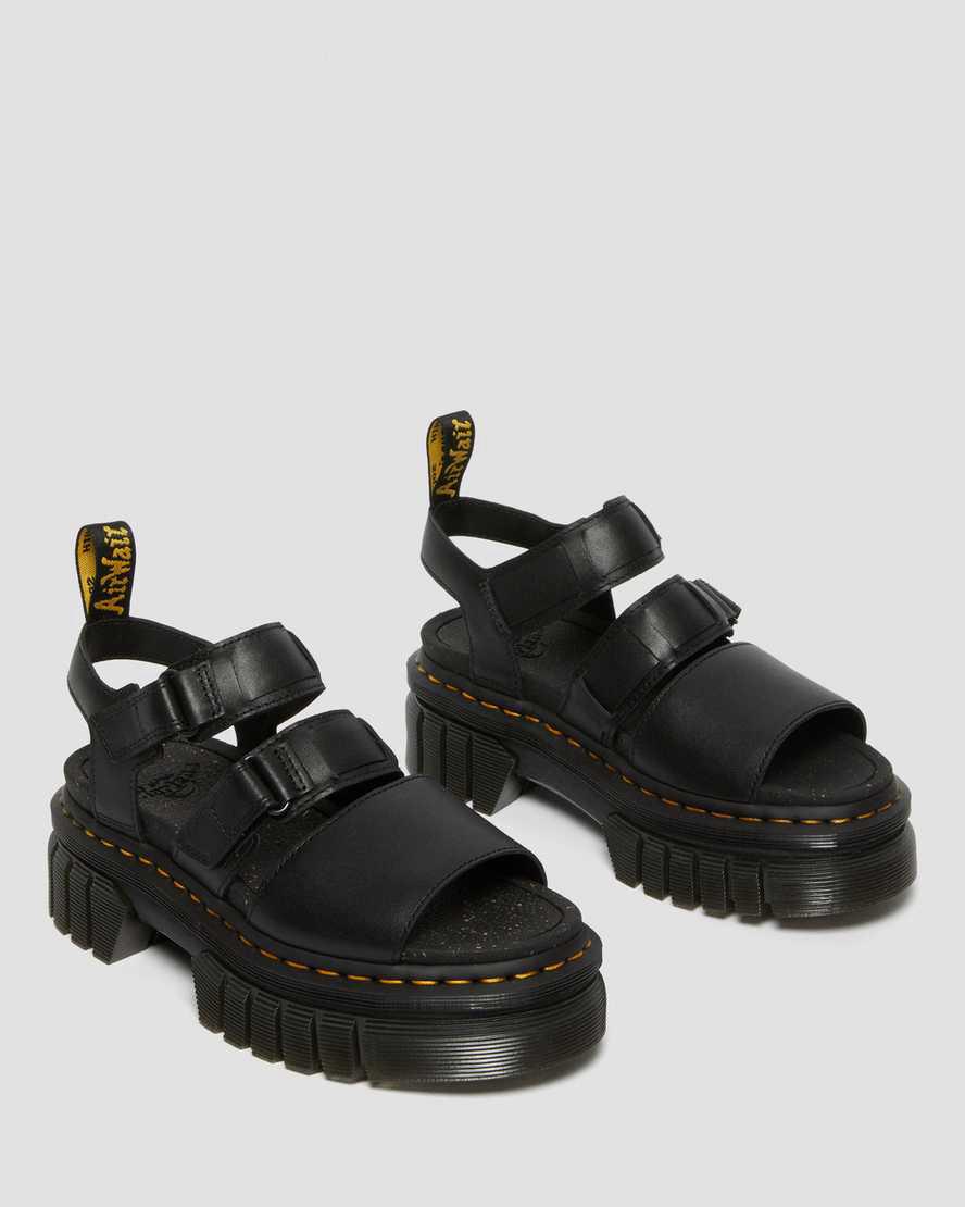 Dr Martens Ricki Nappa Lux Leather 3-Strap Platform Naisten Gladiaattori Sandaalit Mustat  Suomi |  0874KJDZL
