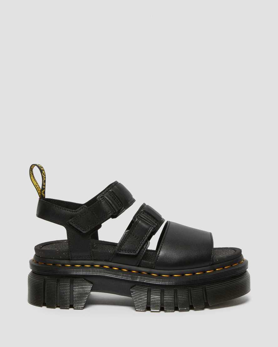 Dr Martens Ricki Nappa Lux Leather 3-Strap Platform Naisten Gladiaattori Sandaalit Mustat  Suomi |  0874KJDZL