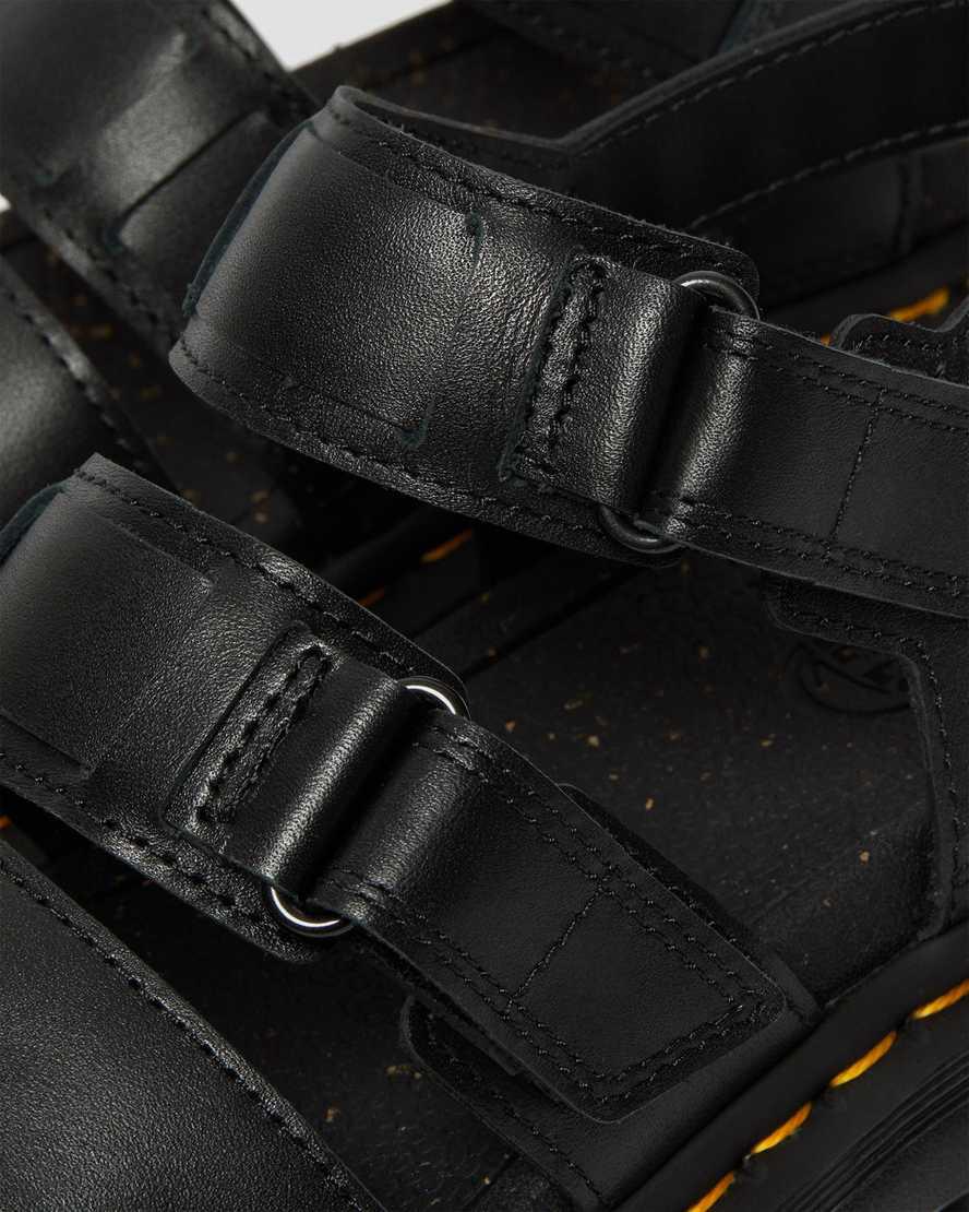 Dr Martens Ricki Nappa Lux Leather 3-Strap Platform Naisten Gladiaattori Sandaalit Mustat  Suomi |  0874KJDZL