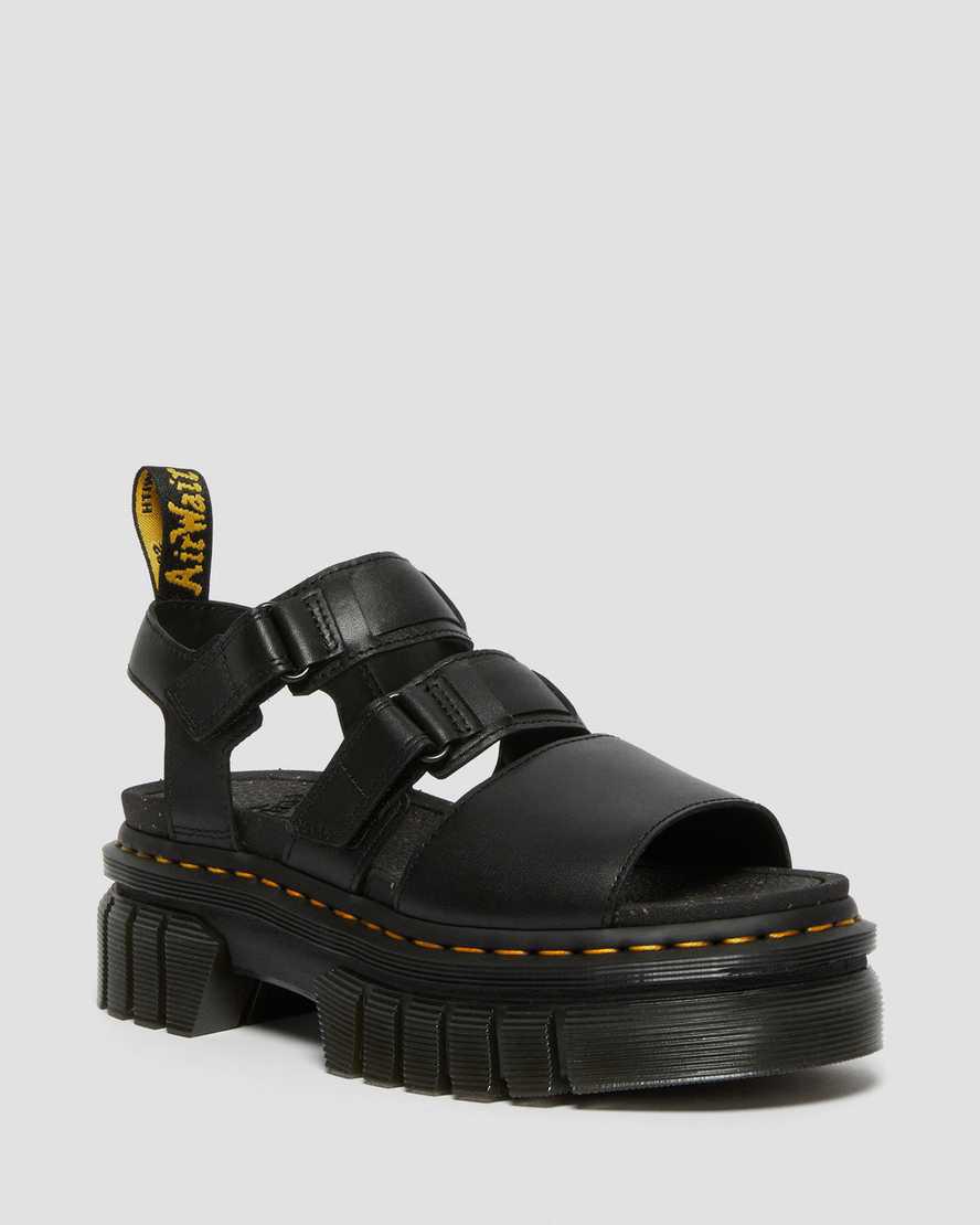 Dr Martens Ricki Nappa Lux Leather 3-Strap Platform Naisten Gladiaattori Sandaalit Mustat  Suomi |  0874KJDZL