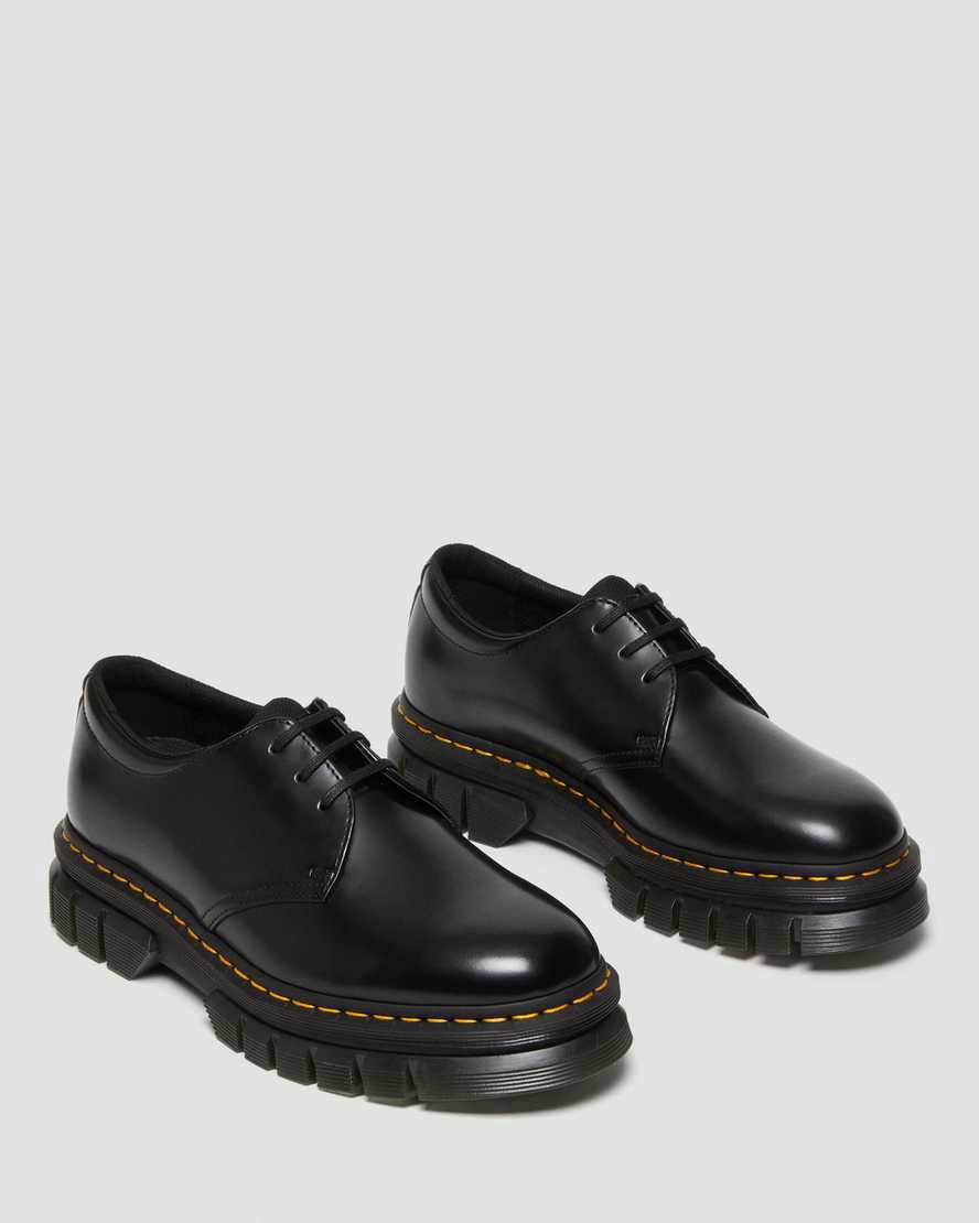 Dr Martens Rikard Polished Smooth Leather Platform Miesten Oxford Kengät Mustat  Suomi |  1268ROTIP