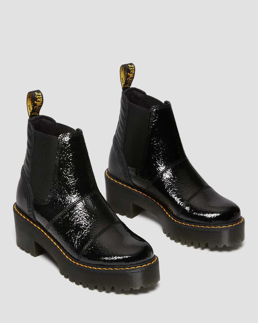 Dr Martens Rozalie Distressed Patent Chelsea Naisten Korkokengät Saappaat Mustat  Suomi |  9675GIVYA