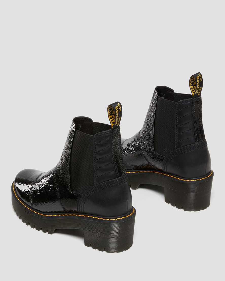 Dr Martens Rozalie Distressed Patent Chelsea Naisten Korkokengät Saappaat Mustat  Suomi |  9675GIVYA
