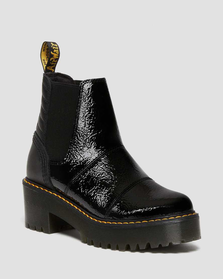 Dr Martens Rozalie Distressed Patent Chelsea Naisten Korkokengät Saappaat Mustat  Suomi |  9675GIVYA