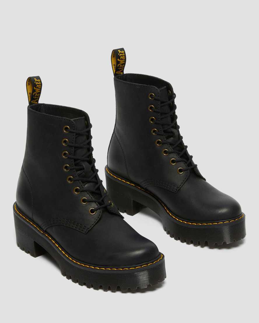 Dr Martens Shriver Hi Wyoming Leather Naisten Korkokengät Saappaat Mustat  Suomi |  0649GTPVR