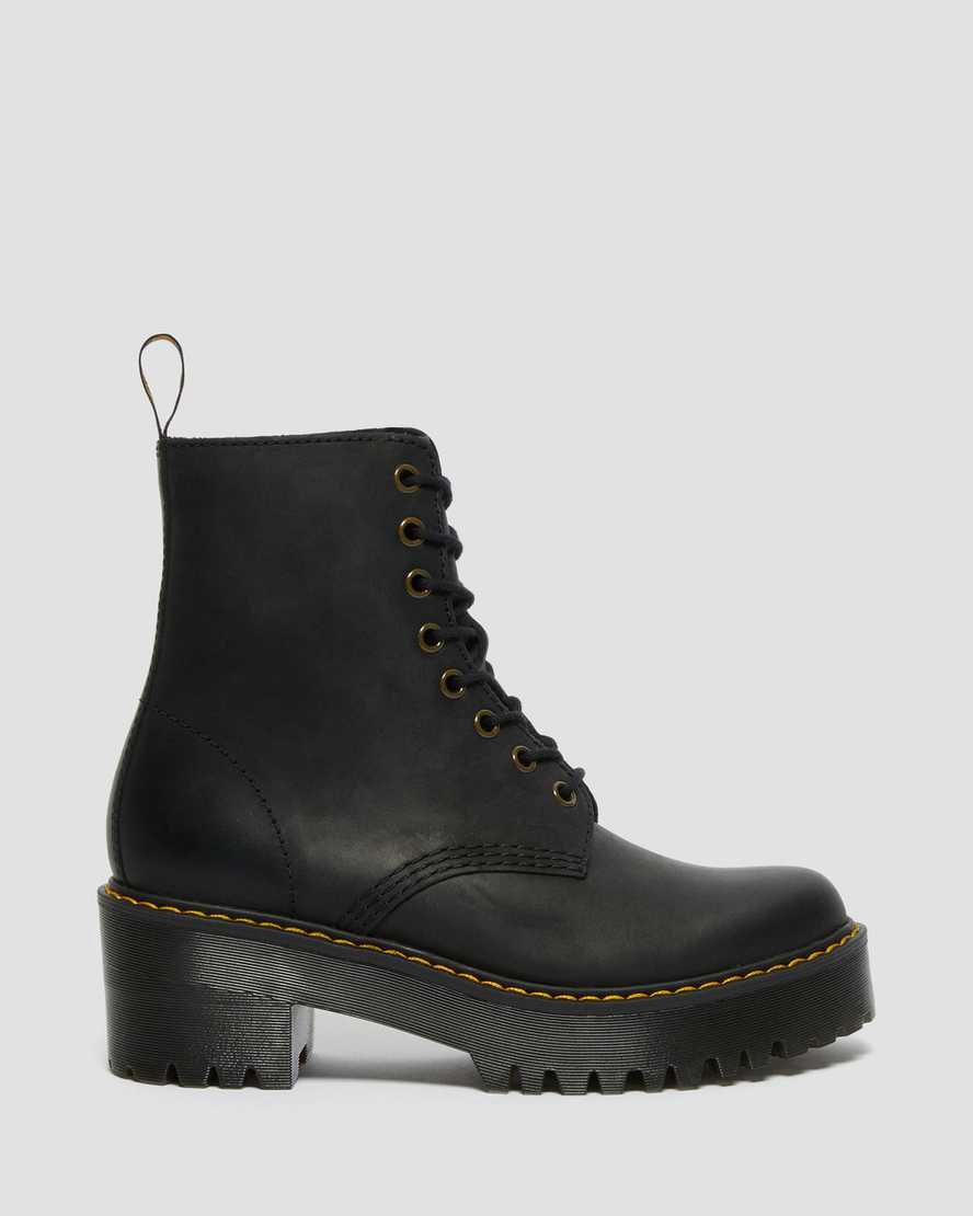 Dr Martens Shriver Hi Wyoming Leather Naisten Korkokengät Saappaat Mustat  Suomi |  0649GTPVR