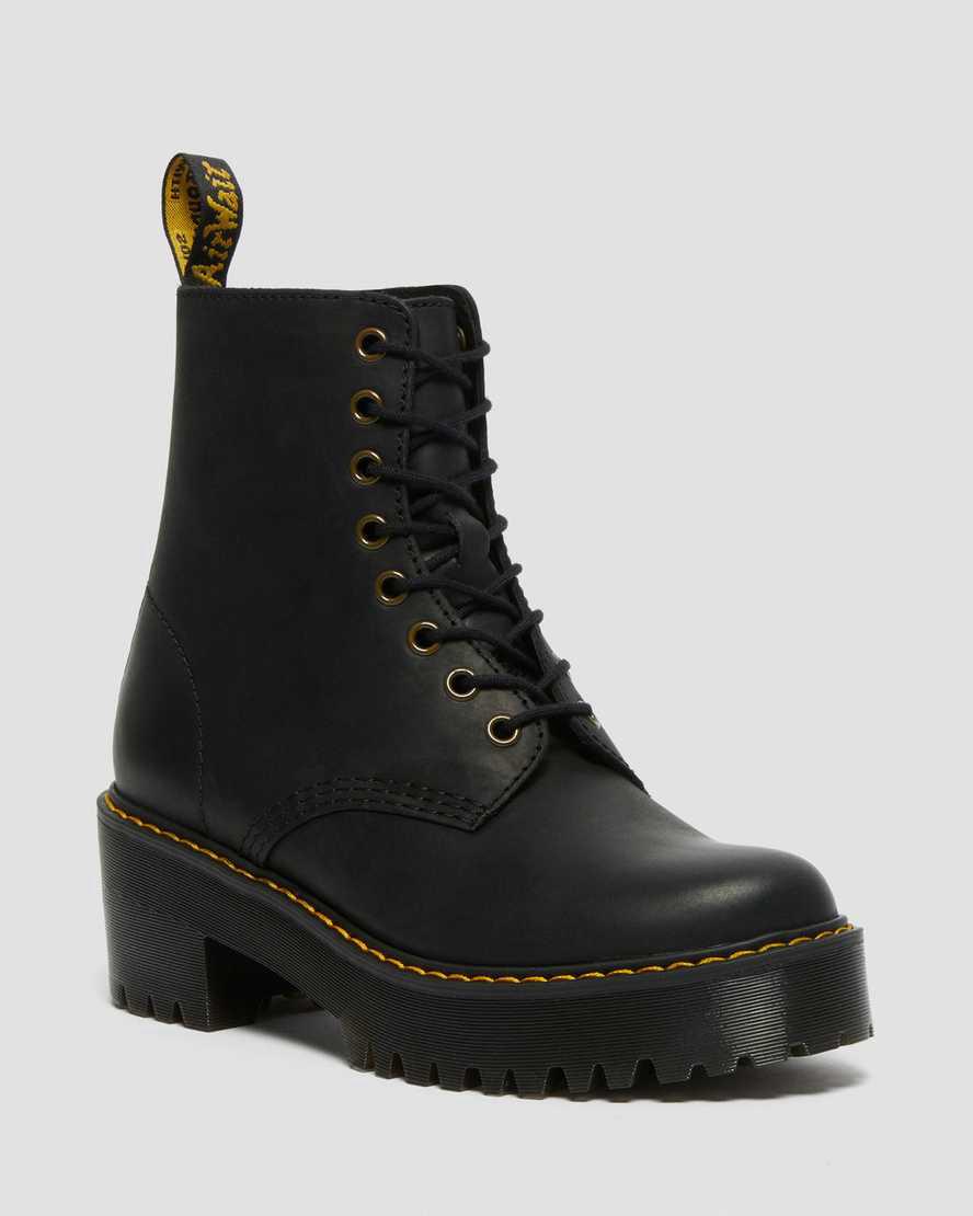 Dr Martens Shriver Hi Wyoming Leather Naisten Korkokengät Saappaat Mustat  Suomi |  0649GTPVR