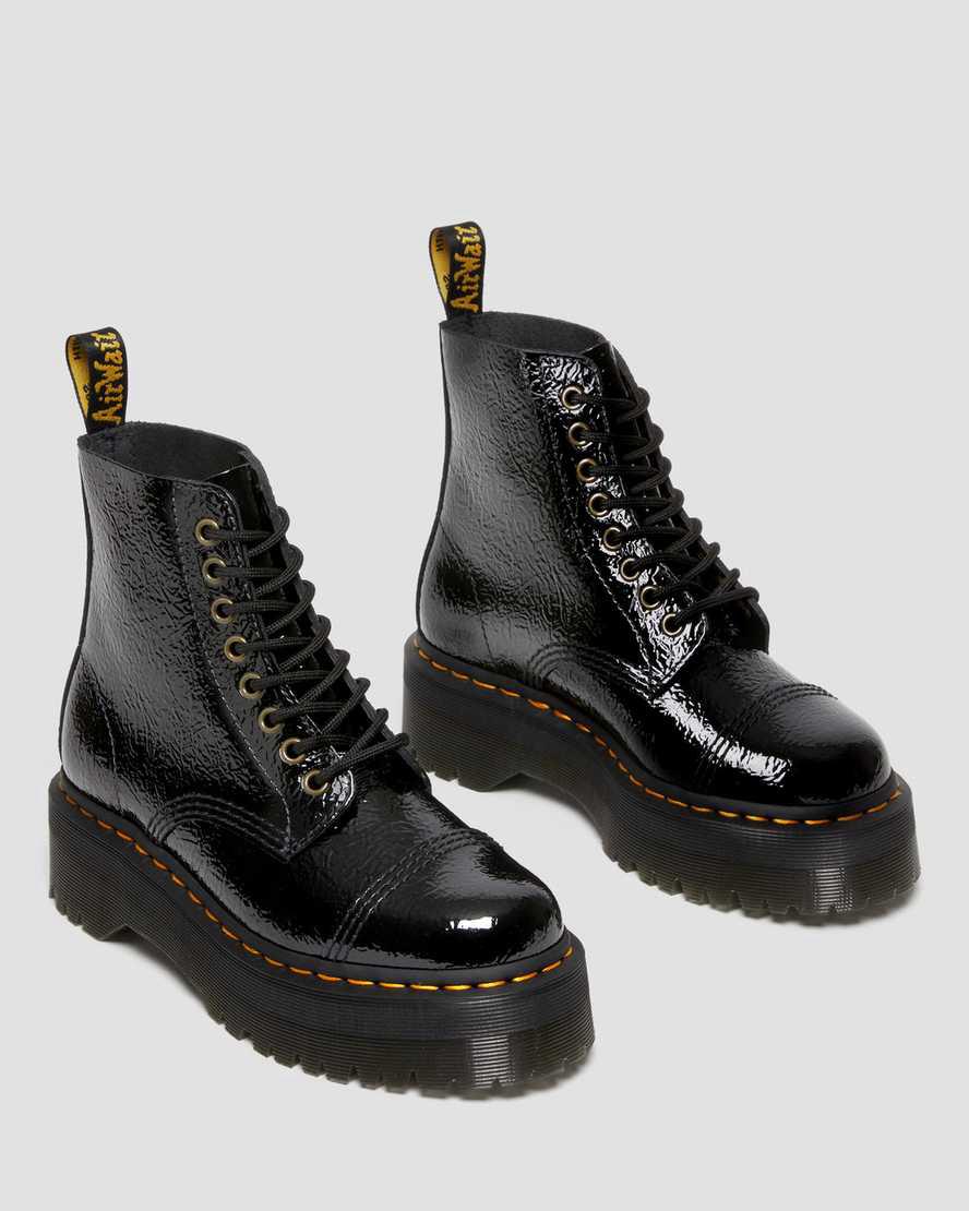 Dr Martens Sinclair Distressed Patent Leather Platform Naisten Nilkkurit Mustat  Suomi |  6970ZOUFM