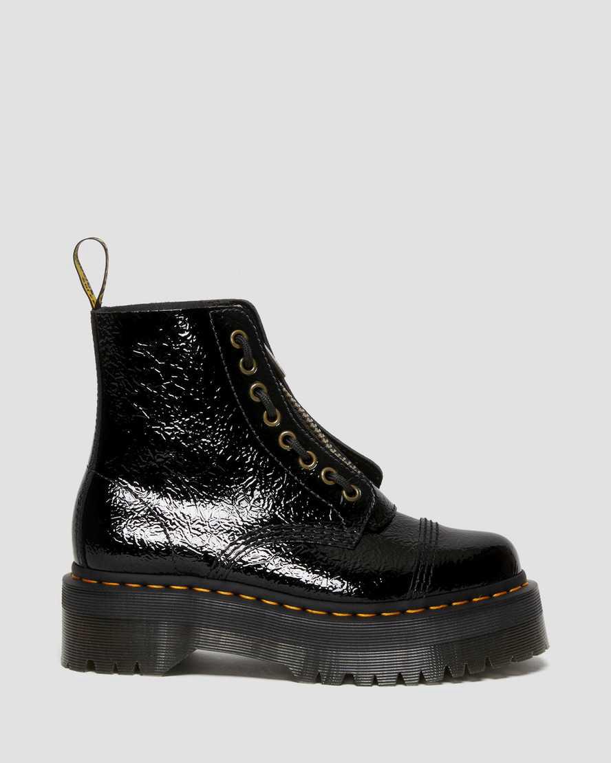 Dr Martens Sinclair Distressed Patent Leather Platform Naisten Nilkkurit Mustat  Suomi |  6970ZOUFM